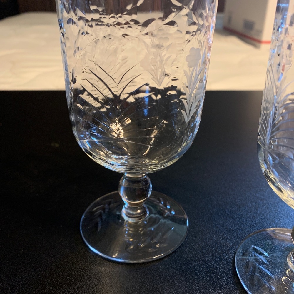 Beautiful Delicate Libbey Rock Sharpe Crystal Water Glasses